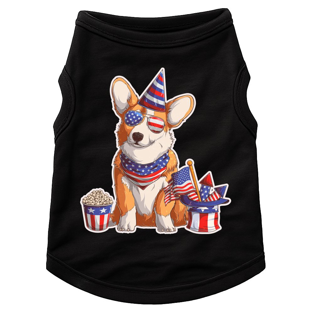Fourth of July USA American Corgi Doggie Tank