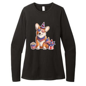 Fourth of July USA American Corgi Womens CVC Long Sleeve Shirt