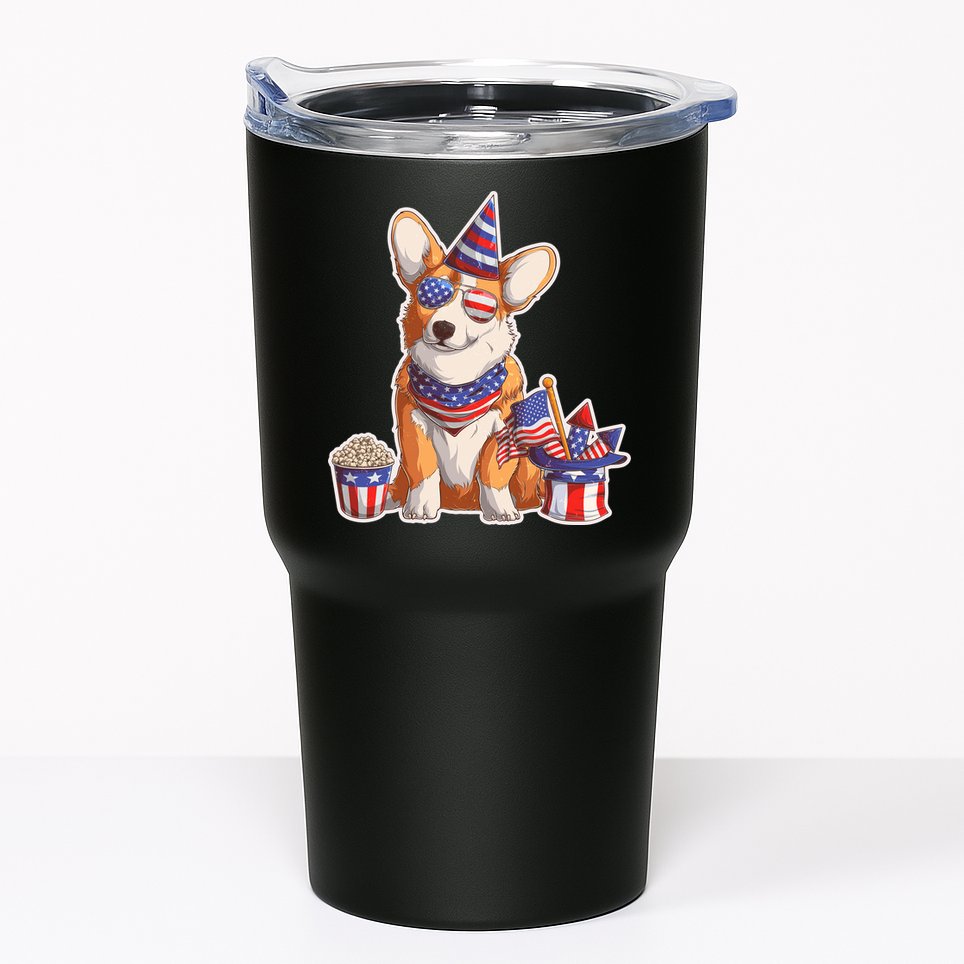 Fourth of July USA American Corgi Tumbler