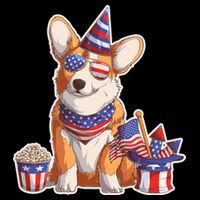 Fourth of July USA American Corgi Tie-Dye T-Shirt