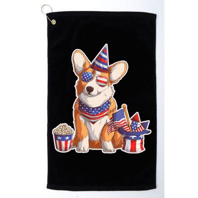 Fourth of July USA American Corgi Golf Towel