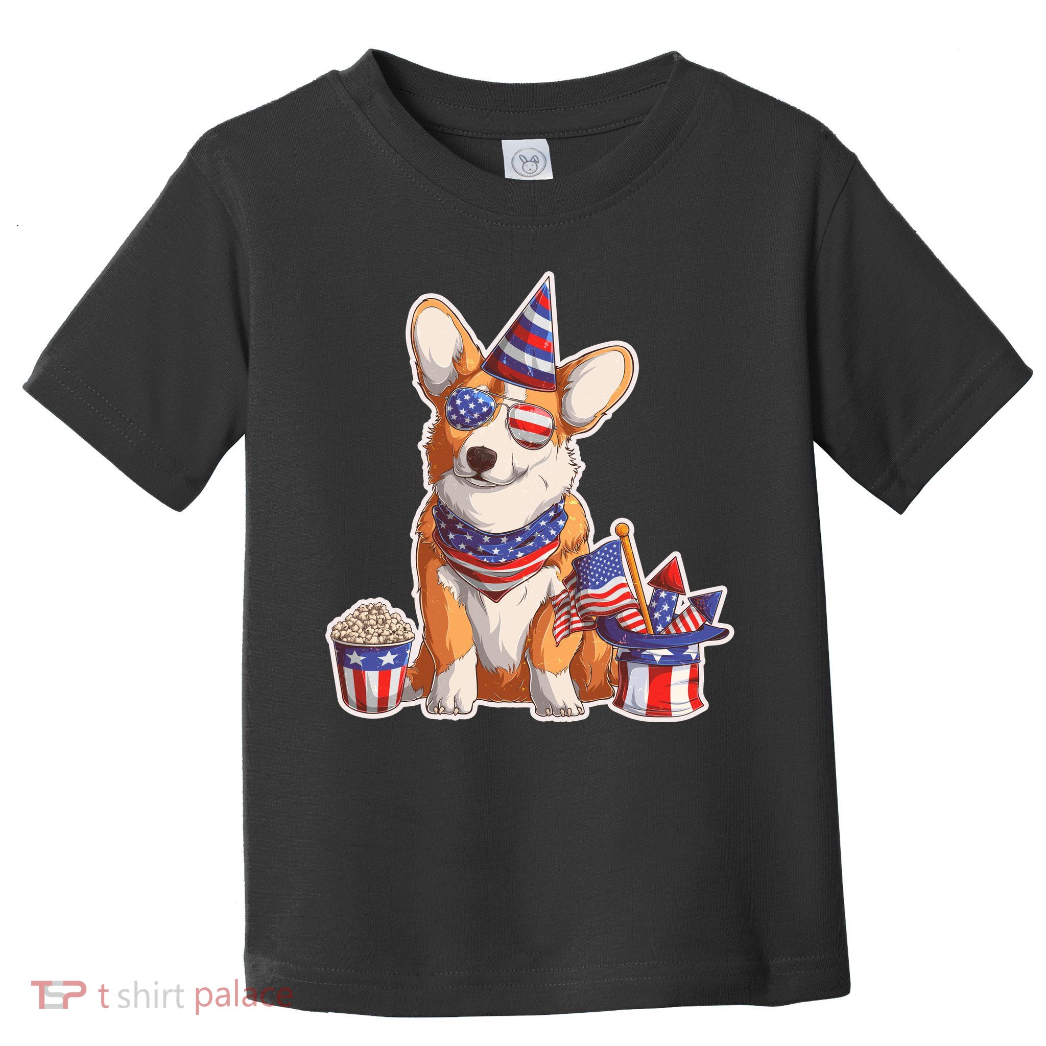 Fourth of July USA American Corgi Toddler T-Shirt