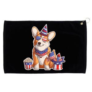 Fourth of July USA American Corgi Grommeted Golf Towel