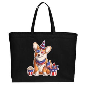 Fourth of July USA American Corgi Cotton Canvas Jumbo Tote