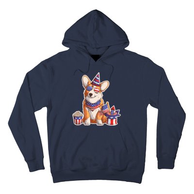 Fourth of July USA American Corgi Hoodie