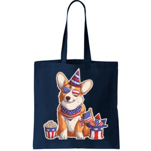 Fourth of July USA American Corgi Tote Bag