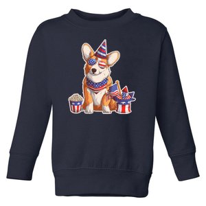 Fourth of July USA American Corgi Toddler Sweatshirt