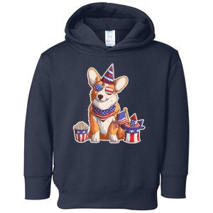 Fourth of July USA American Corgi Toddler Hoodie