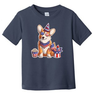 Fourth of July USA American Corgi Toddler T-Shirt