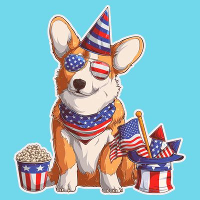 Fourth of July USA American Corgi T-Shirt