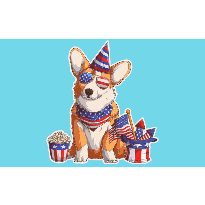 Fourth of July USA American Corgi Bumper Sticker