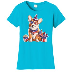 Fourth of July USA American Corgi Women's T-Shirt