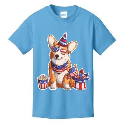 Fourth of July USA American Corgi Kids T-Shirt