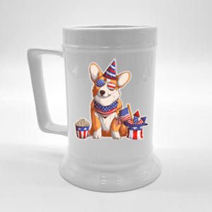 Fourth of July USA American Corgi Beer Stein