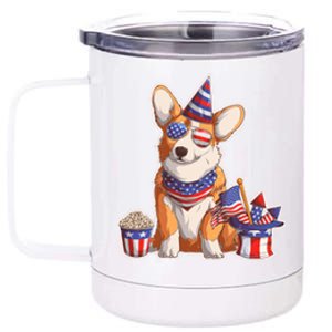 Fourth of July USA American Corgi 12 oz Stainless Steel Tumbler Cup