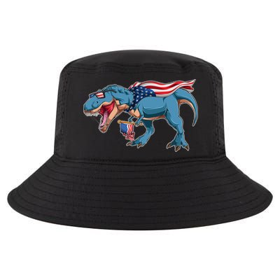 Fourth of July USA American T-Rex Cool Comfort Performance Bucket Hat