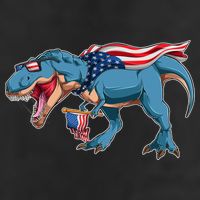 Fourth of July USA American T-Rex 7 Panel Mesh Trucker Snapback Hat