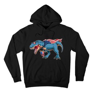 Fourth of July USA American T-Rex Hoodie