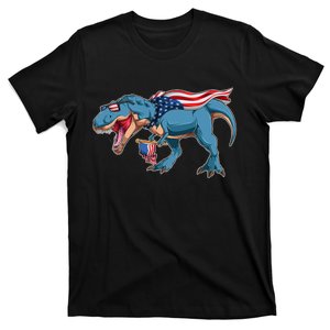 Fourth of July USA American T-Rex T-Shirt