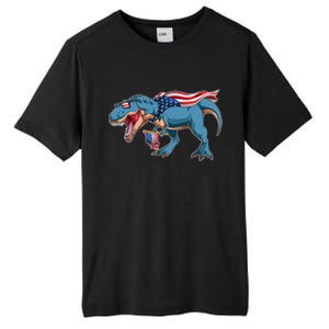 Fourth of July USA American T-Rex Tall Fusion ChromaSoft Performance T-Shirt