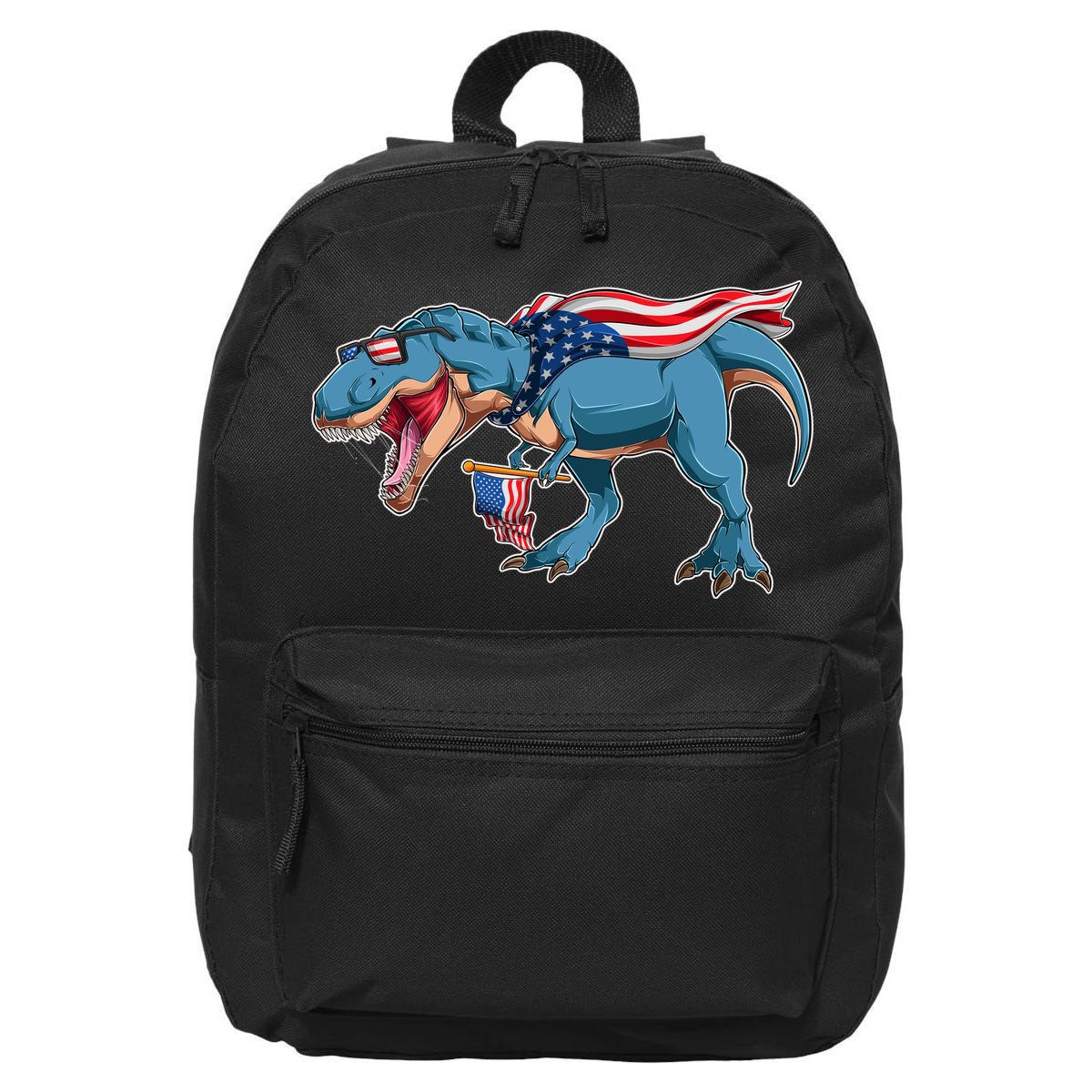 Fourth of July USA American T-Rex 16 in Basic Backpack