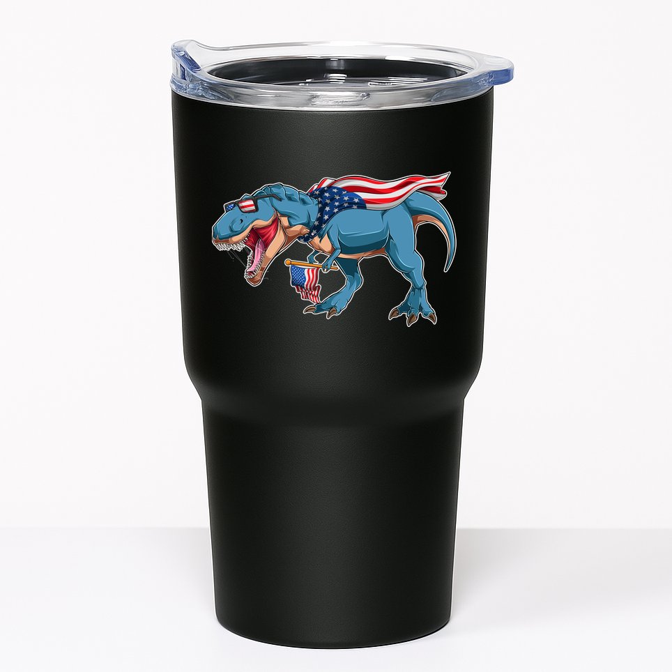 Fourth of July USA American T-Rex Tumbler
