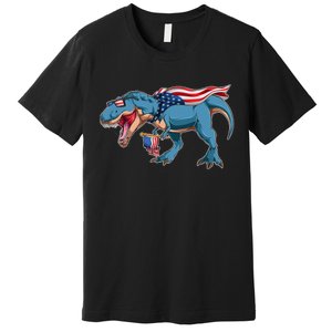 Fourth of July USA American T-Rex Premium T-Shirt