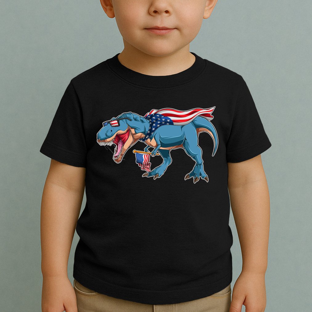 Fourth of July USA American T-Rex Toddler T-Shirt