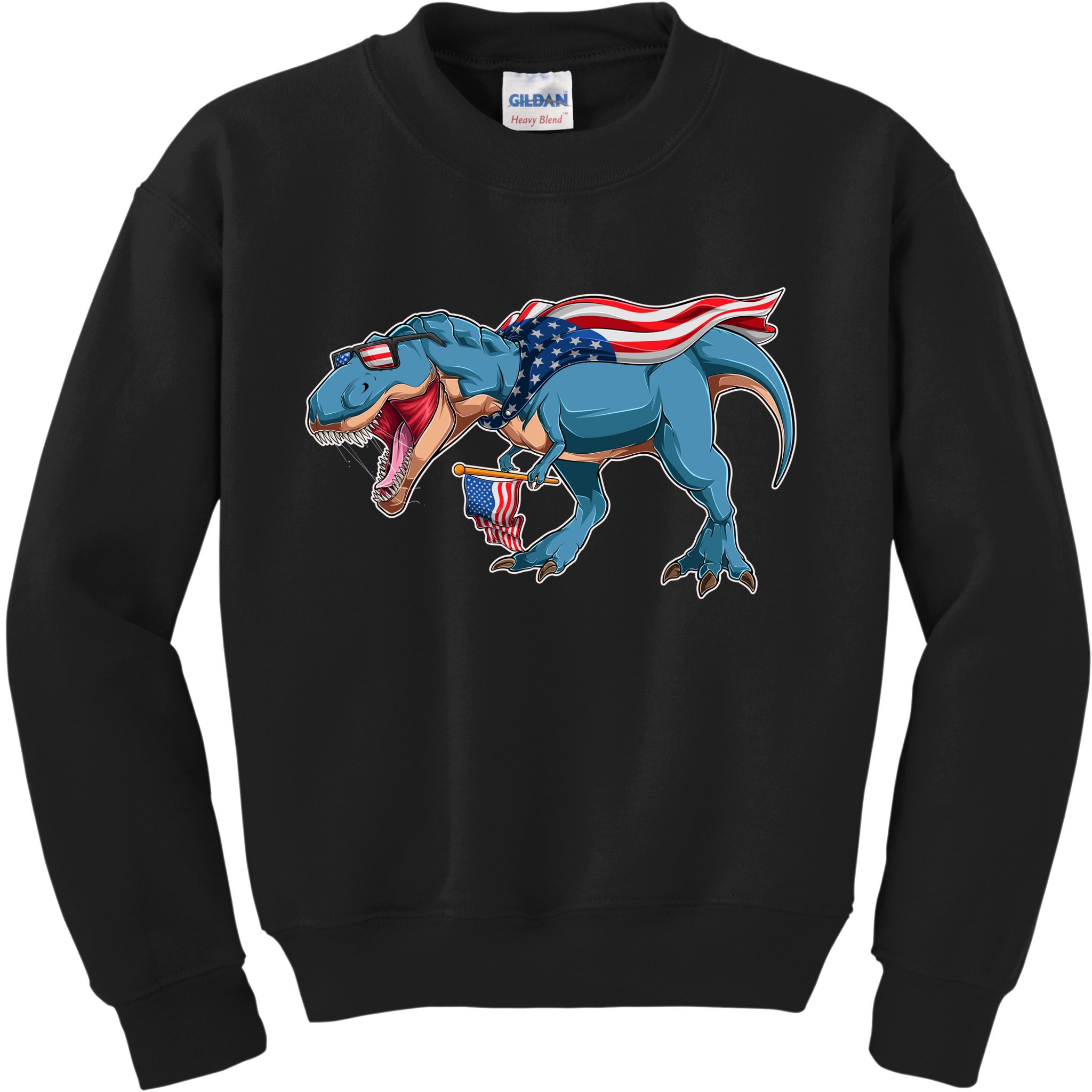Fourth of July USA American T-Rex Kids Sweatshirt