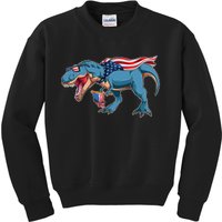 Fourth of July USA American T-Rex Kids Sweatshirt