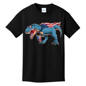 Fourth of July USA American T-Rex Kids T-Shirt