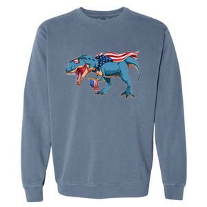 Fourth of July USA American T-Rex Garment-Dyed Sweatshirt