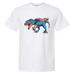 Fourth of July USA American T-Rex Garment-Dyed Heavyweight T-Shirt