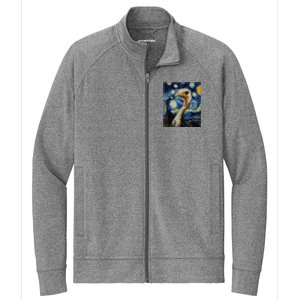 Funny Ostrich Van Gogh Style Starry Night Graphic Stretch Full-Zip Cadet Jacket