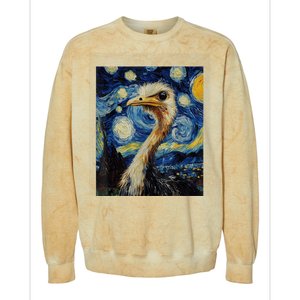 Funny Ostrich Van Gogh Style Starry Night Graphic Colorblast Crewneck Sweatshirt