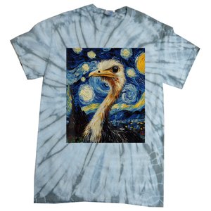 Funny Ostrich Van Gogh Style Starry Night Graphic Tie-Dye T-Shirt