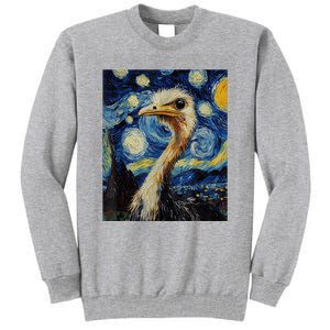 Funny Ostrich Van Gogh Style Starry Night Graphic Tall Sweatshirt