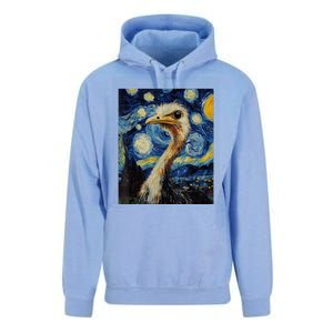 Funny Ostrich Van Gogh Style Starry Night Graphic Unisex Surf Hoodie