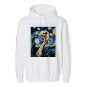 Funny Ostrich Van Gogh Style Starry Night Graphic Garment-Dyed Fleece Hoodie