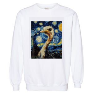 Funny Ostrich Van Gogh Style Starry Night Graphic Garment-Dyed Sweatshirt