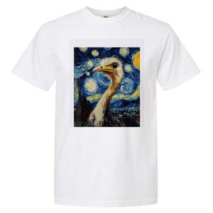 Funny Ostrich Van Gogh Style Starry Night Graphic Garment-Dyed Heavyweight T-Shirt