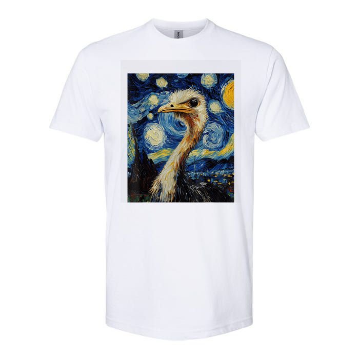 Funny Ostrich Van Gogh Style Starry Night Graphic Softstyle CVC T-Shirt