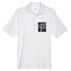 Funny Ostrich Van Gogh Style Starry Night Graphic Men's Origin Performance Pique Polo