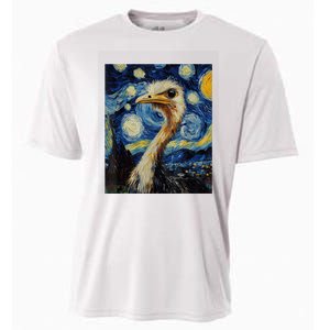 Funny Ostrich Van Gogh Style Starry Night Graphic Cooling Performance Crew T-Shirt