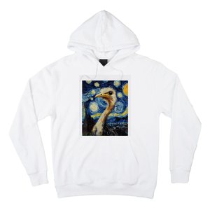 Funny Ostrich Van Gogh Style Starry Night Graphic Hoodie