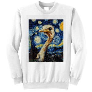 Funny Ostrich Van Gogh Style Starry Night Graphic Sweatshirt