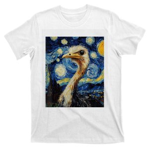 Funny Ostrich Van Gogh Style Starry Night Graphic T-Shirt