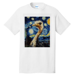 Funny Ostrich Van Gogh Style Starry Night Graphic Tall T-Shirt