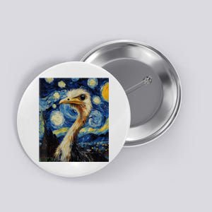 Funny Ostrich Van Gogh Style Starry Night Graphic Button