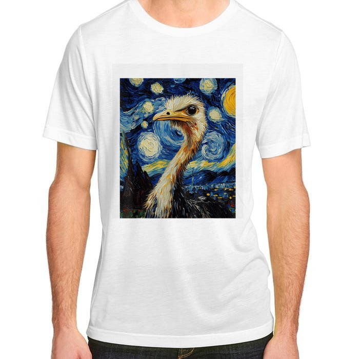 Funny Ostrich Van Gogh Style Starry Night Graphic Adult ChromaSoft Performance T-Shirt